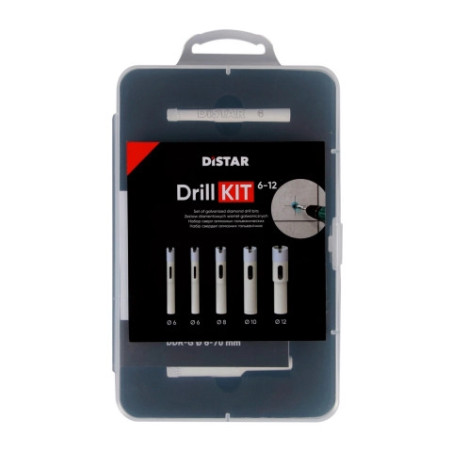 Zestaw wierteł do gresu Distar Drill KIT 6-12
