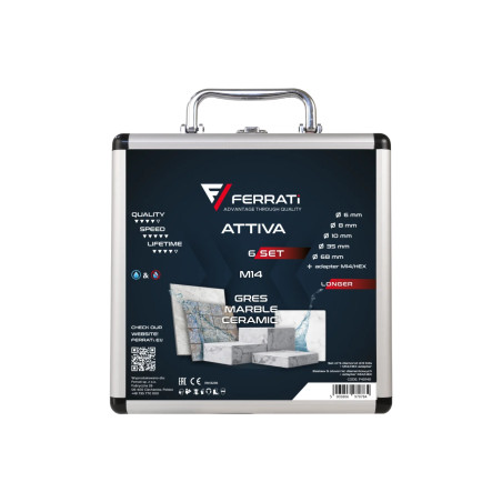 Zestaw diamentowych otwornic do gresu Ferrati Attiva 5 sztuk
