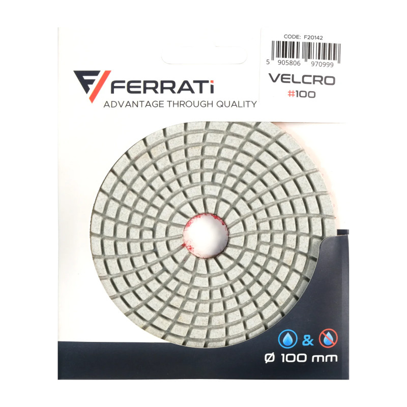 Pad polerski 100mm o gradacji 100 FERRATI VELCRO100