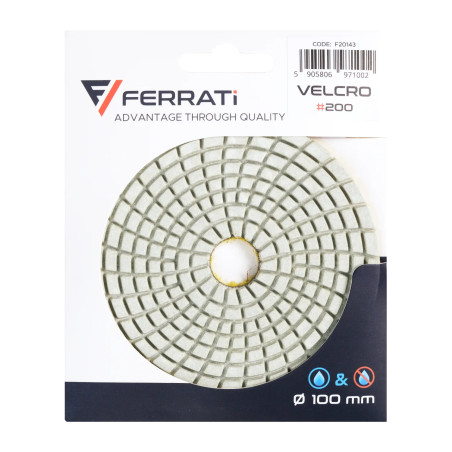 Pad polerski 100mm o gradacji 200 FERRATI VELCRO200