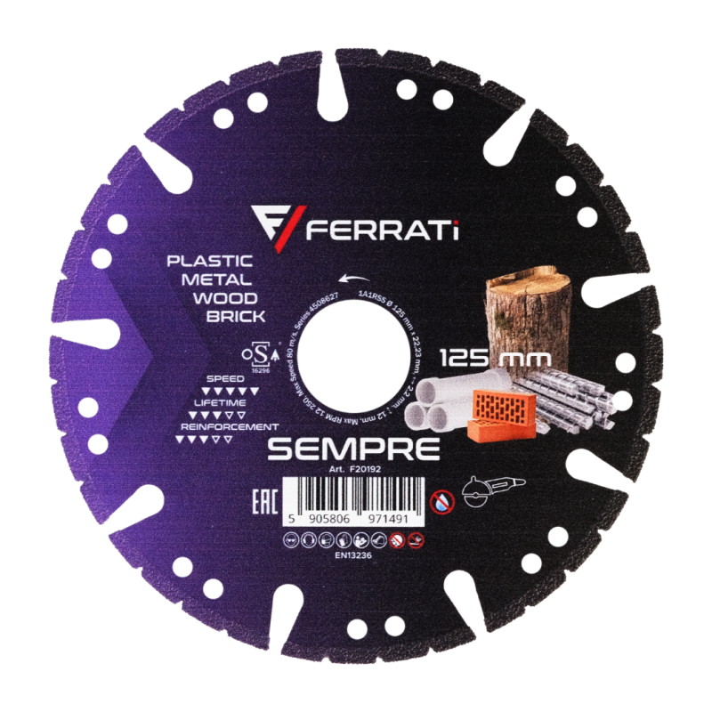 Tarcza diament tnąca mat. bud. FERRATI SEMPRE PLUS fi 125mm