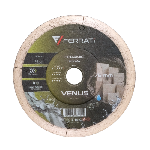 Tarcza diament tnąca, grubość 0,6mm Ferrati VENUS 76mm/mokro