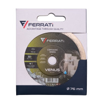 Tarcza diament tnąca, grubość 0,6mm Ferrati VENUS 76mm/mokro