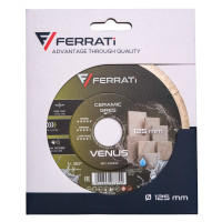 Tarcza diament tnąca, grubość 0,6mm Ferrati VENUS 125mm/mokro