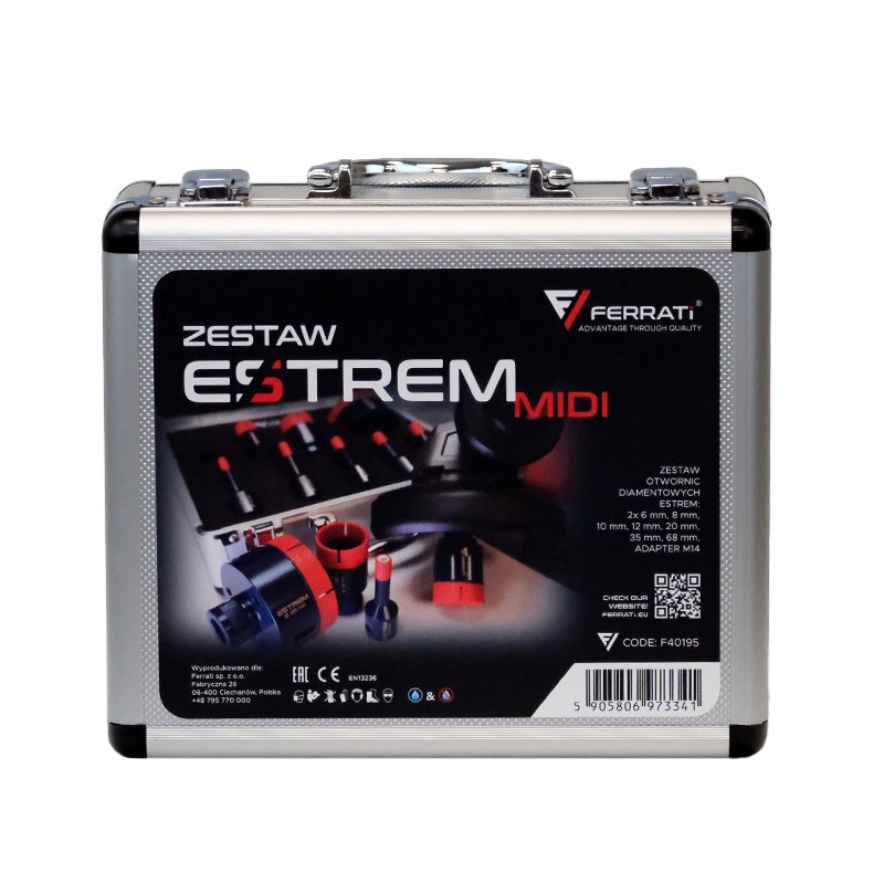 Zestaw otwornic diament do gresu Ferrati ESTREM MIDI