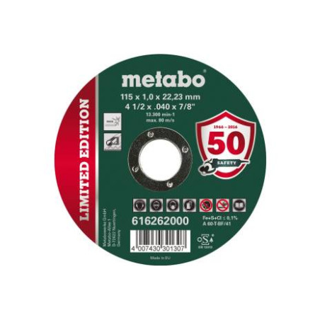 Tarcza do cięcia stali kwasowej Metabo fi 125mmx 1,0mm